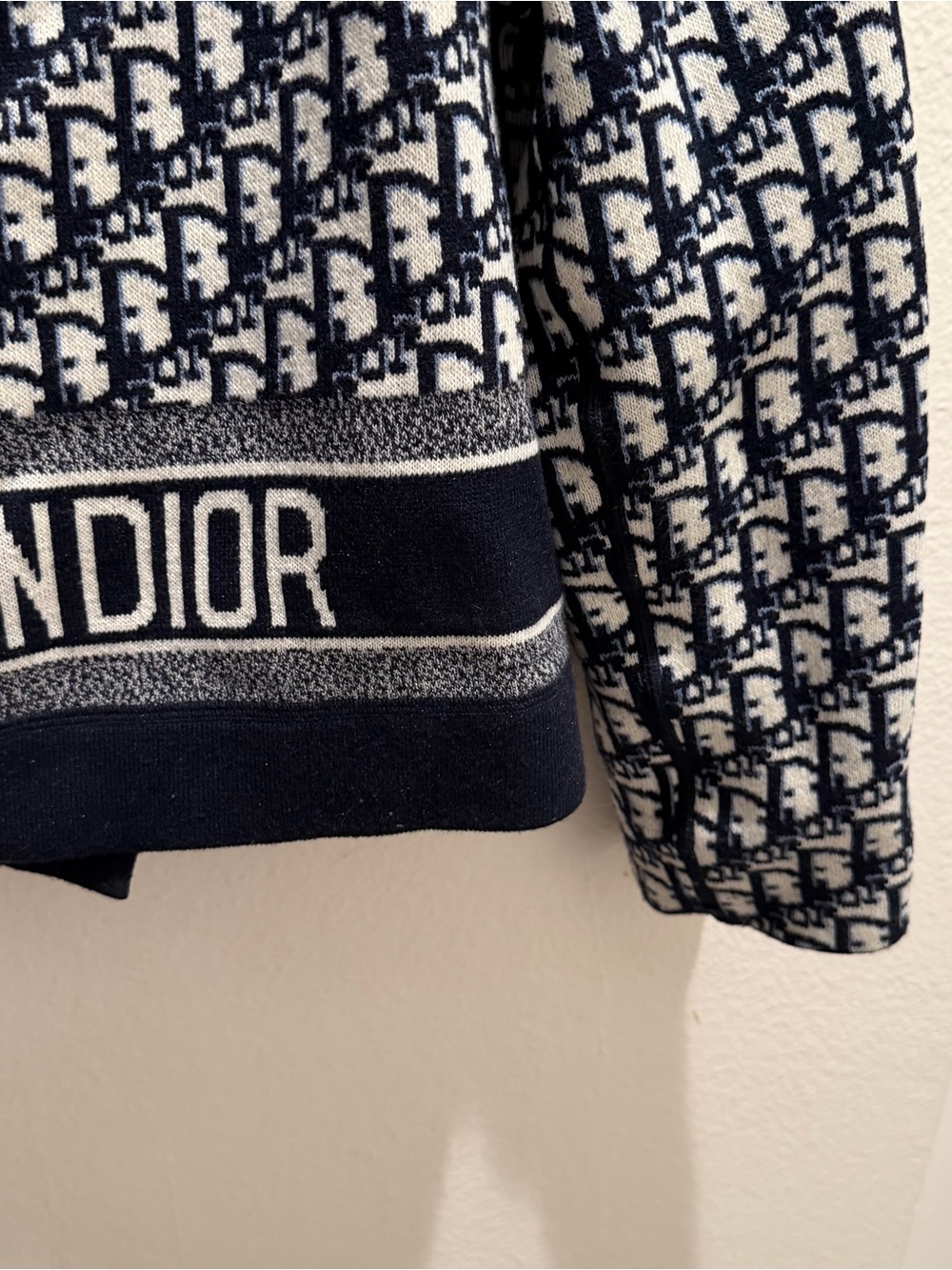 Navy & Cream Monogram Cropped Knit Zip Jacket – Designer Inspired - Picture 7 of 8
